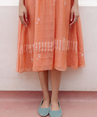 Tangerine embroidered dress