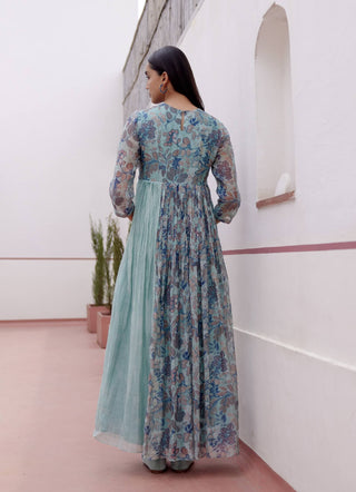 Sage Printed Anarkali And Dupatta by Vaayu available on Indiaspopup