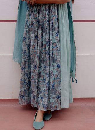 Sage printed anarkali and dupatta