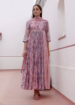 Tulip printed anarkali and dupatta