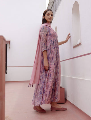 Tulip printed anarkali and dupatta