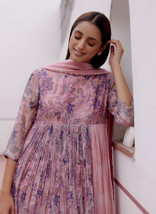 Tulip printed anarkali and dupatta