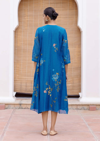 Sapphire Applique Jacket Dress by Vaayu, available on Indiaspopup.com