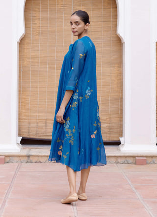 Sapphire Applique Jacket Dress by Vaayu, available on Indiaspopup.com