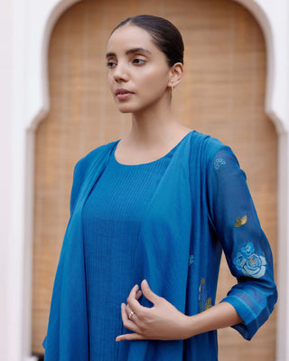 Sapphire Applique Jacket Dress by Vaayu, available on Indiaspopup.com