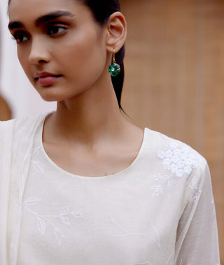 Swan Floral Embroidered Kurta Set by Vaayu, available on Indiaspopup.com