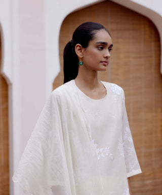 Swan Floral Embroidered Kurta Set by Vaayu, available on Indiaspopup.com