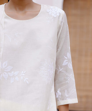 Swan Floral Embroidered Kurta Set by Vaayu, available on Indiaspopup.com