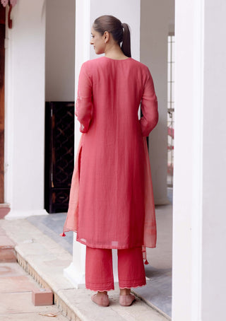 Rosewood Applique Kurta Set by Vaayu, available on Indiaspopup.com