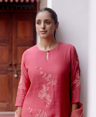 Rosewood Applique Kurta Set by Vaayu, available on Indiaspopup.com