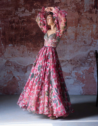 Adya Hot Pink Corset Anarkali by Mahima Mahajan, available on Indiaspopup.com