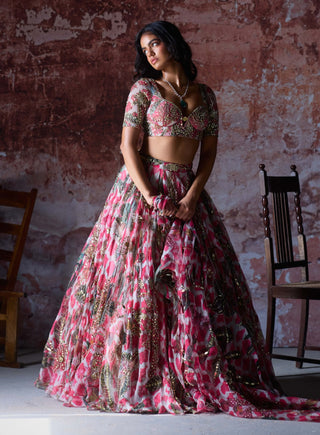 Ashvi Hot Pink Lehenga Set by Mahima Mahajan, available on Indiaspopup.com