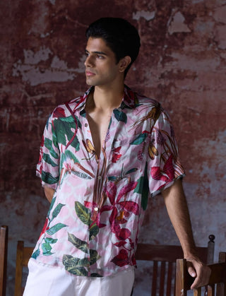 Wali Pink Printed Shirt by Mahima Mahajan Men, available on Indiaspopup.com