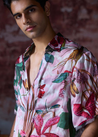 Wali Pink Printed Shirt by Mahima Mahajan Men, available on Indiaspopup.com