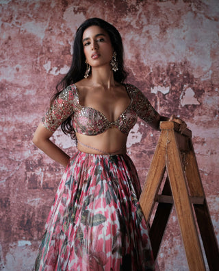 Misha Hot Pink Printed Lehenga Set by Mahima Mahajan, available on Indiaspopup.com