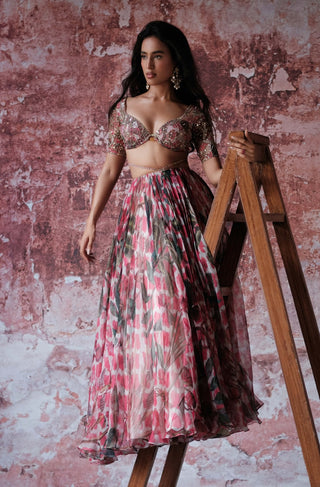 Misha Hot Pink Printed Lehenga Set by Mahima Mahajan, available on Indiaspopup.com