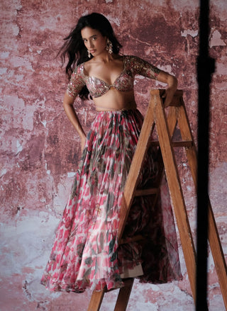 Misha Hot Pink Printed Lehenga Set by Mahima Mahajan, available on Indiaspopup.com