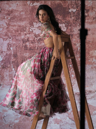 Misha Hot Pink Printed Lehenga Set by Mahima Mahajan, available on Indiaspopup.com