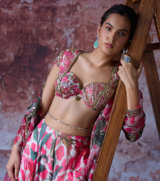 Aakshi Hot Pink Palazzo Set by Mahima Mahajan, available on Indiaspopup.com