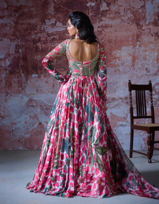 Ramaya Hot Pink Anarkali And Dupatta by Mahima Mahajan, available on Indiaspopup.com