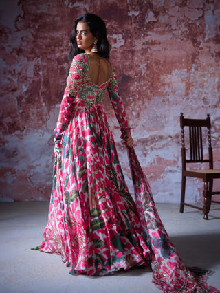 Ramaya Hot Pink Anarkali And Dupatta by Mahima Mahajan, available on Indiaspopup.com