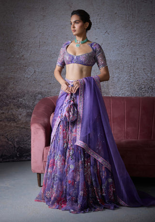 Rabta Lilac Embroidered Lehenga Set by Mahima Mahajan, available on Indiaspopup.com