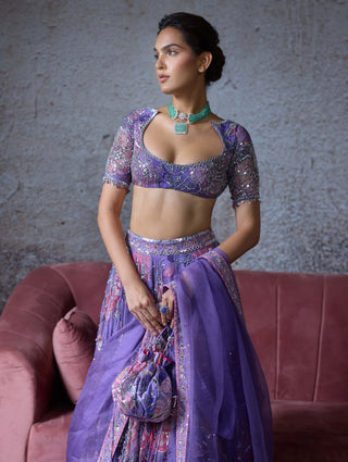 Rabta Lilac Embroidered Lehenga Set by Mahima Mahajan, available on Indiaspopup.com