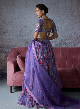 Rabta Lilac Embroidered Lehenga Set by Mahima Mahajan, available on Indiaspopup.com