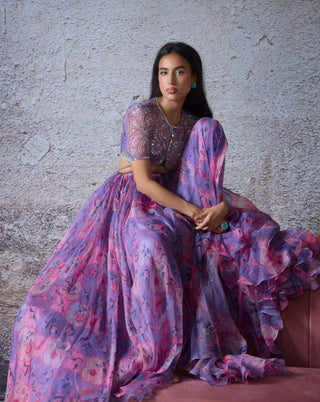 Somya Lilac Printed Lehenga Set by Mahima Mahajan, available on Indiaspopup.com