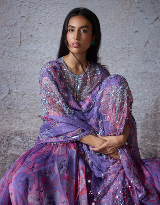 Somya Lilac Printed Lehenga Set by Mahima Mahajan, available on Indiaspopup.com