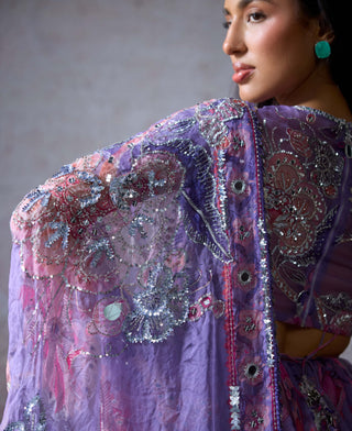 Somya Lilac Printed Lehenga Set by Mahima Mahajan, available on Indiaspopup.com