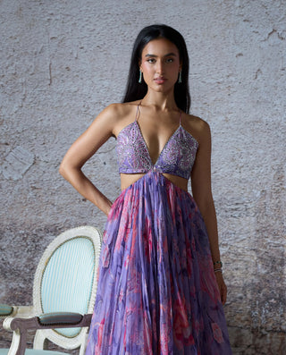 Lisa Lilac Embroidered Gown by Mahima Mahajan, available on Indiaspopup.com