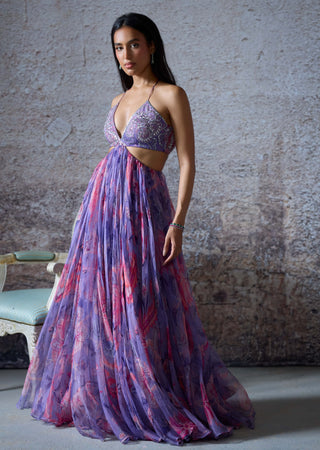 Lisa Lilac Embroidered Gown by Mahima Mahajan, available on Indiaspopup.com