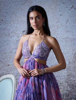 Lisa Lilac Embroidered Gown by Mahima Mahajan, available on Indiaspopup.com