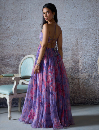 Lisa Lilac Embroidered Gown by Mahima Mahajan, available on Indiaspopup.com