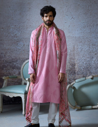 Wakim Blush Pink Kurta Set by Mahima Mahajan Men, available on Indiaspopup.com