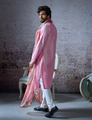 Wakim Blush Pink Kurta Set by Mahima Mahajan Men, available on Indiaspopup.com