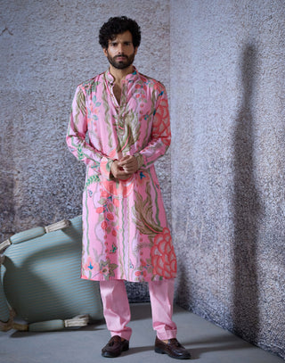 Surya Blush Pink Kurta And Pant by Mahima Mahajan Men, available on Indiaspopup.com