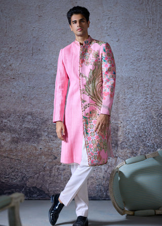 Azaan Blush Pink Sherwani Set by Mahima Mahajan Men, available on Indiaspopup.com