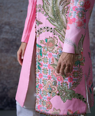 Azaan Blush Pink Sherwani Set by Mahima Mahajan Men, available on Indiaspopup.com