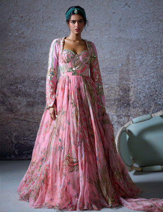 Adira Blush Pink Anarkali And Dupatta by Mahima Mahajan, available on Indiaspopup.com