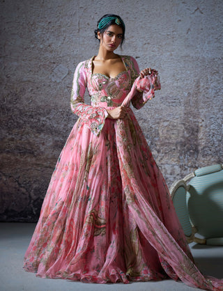 Adira Blush Pink Anarkali And Dupatta by Mahima Mahajan, available on Indiaspopup.com