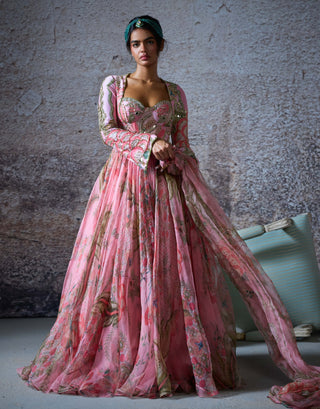 Adira Blush Pink Anarkali And Dupatta by Mahima Mahajan, available on Indiaspopup.com