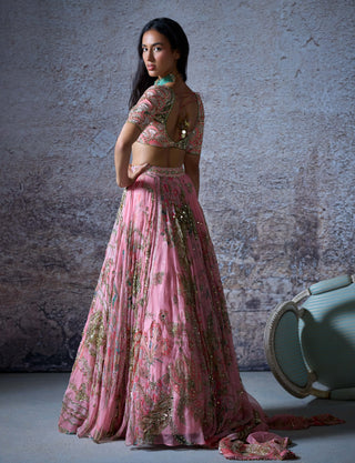 Astha Blush Pink Embroidered Lehenga Set by Mahima Mahajan, available on Indiaspopup.com