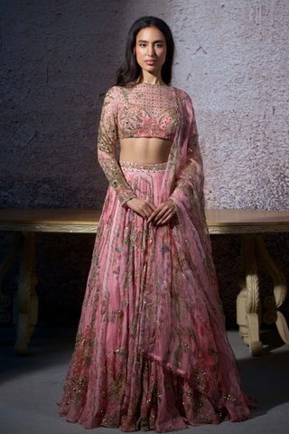 Radha Blush Pink Lehenga Set by Mahima Mahajan, available on Indiaspopup.com