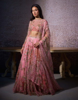 Radha Blush Pink Lehenga Set by Mahima Mahajan, available on Indiaspopup.com