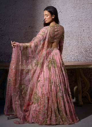 Radha Blush Pink Lehenga Set by Mahima Mahajan, available on Indiaspopup.com