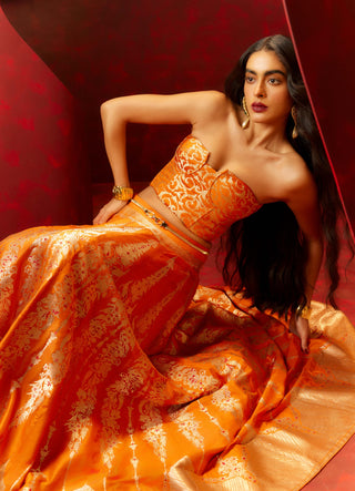 Rust crimson kiss lehenga set