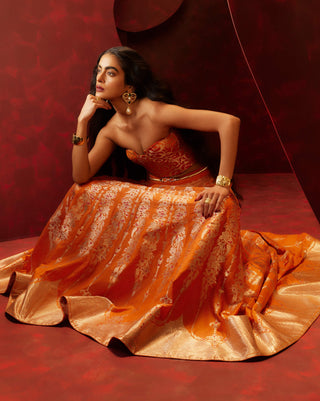 Rust crimson kiss lehenga set