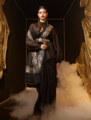 Ekaya Black Femme Fatale Sari available on indiaspopup